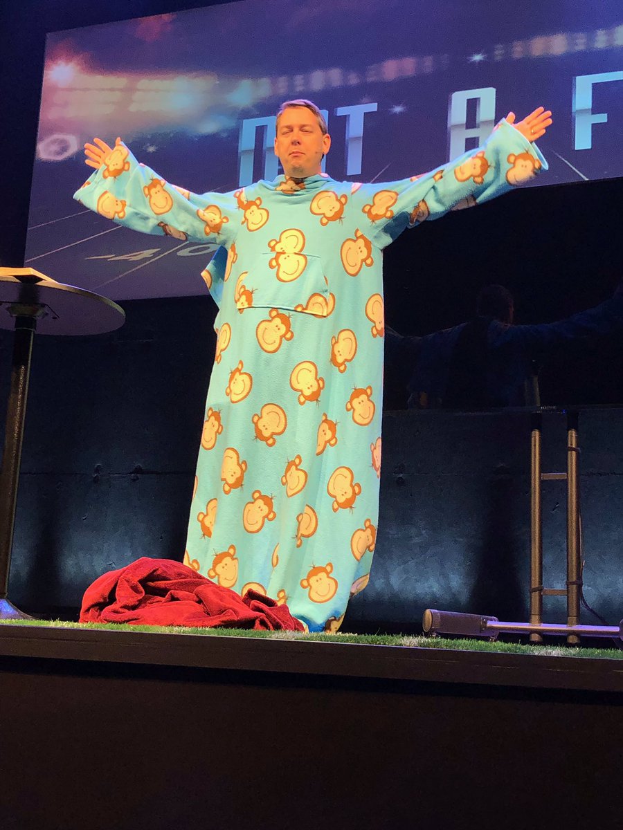 CrosspointCape's tweet photo. A pastor in a Snuggie?!? If you missed it, we’ve got you covered! Listen to what Jeff had to share about “Snuggie Theology” at https://t.co/fOthCCgW2s or on the Crosspointcape app! #crosspointcape #NotAFan https://t.co/H2NflU4P66