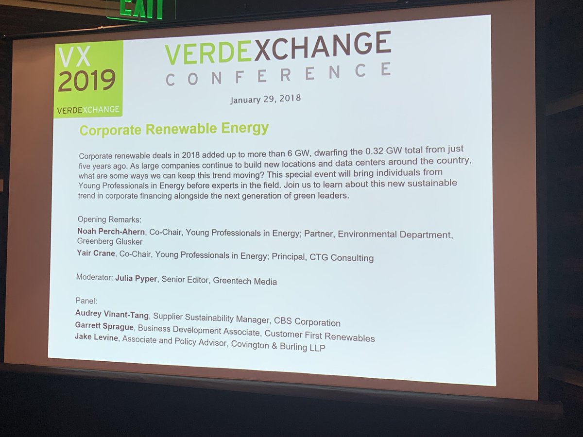 CohoClimate's tweet photo. Wrapping up #VX2019 with CFR’s Garrett Sprague in a panel discussion on young professionals in Corporate Renwable Energy @YPE_LA @JMPyper https://t.co/ksk9XIbVCK