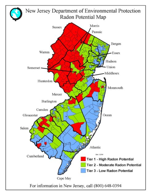 Got Radon?
Where do you live in NJ? 
What is your potential radon exposure risk potential?
Contact us to set up radon testing and determine if your home is safe.