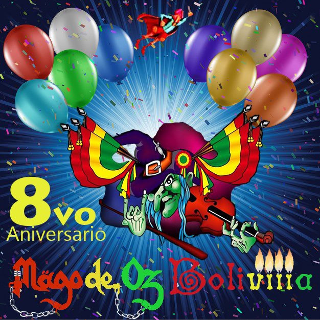 Hoy es el 8vo aniversario de Mägo de Oz Bolivia, gracias a todos por el apoyo durante estos 8 años ininterrumpidos.
Gracias a los casi 400 inscritos al club de fans, a todos nuestros seguidores de nuestras redes sociales.