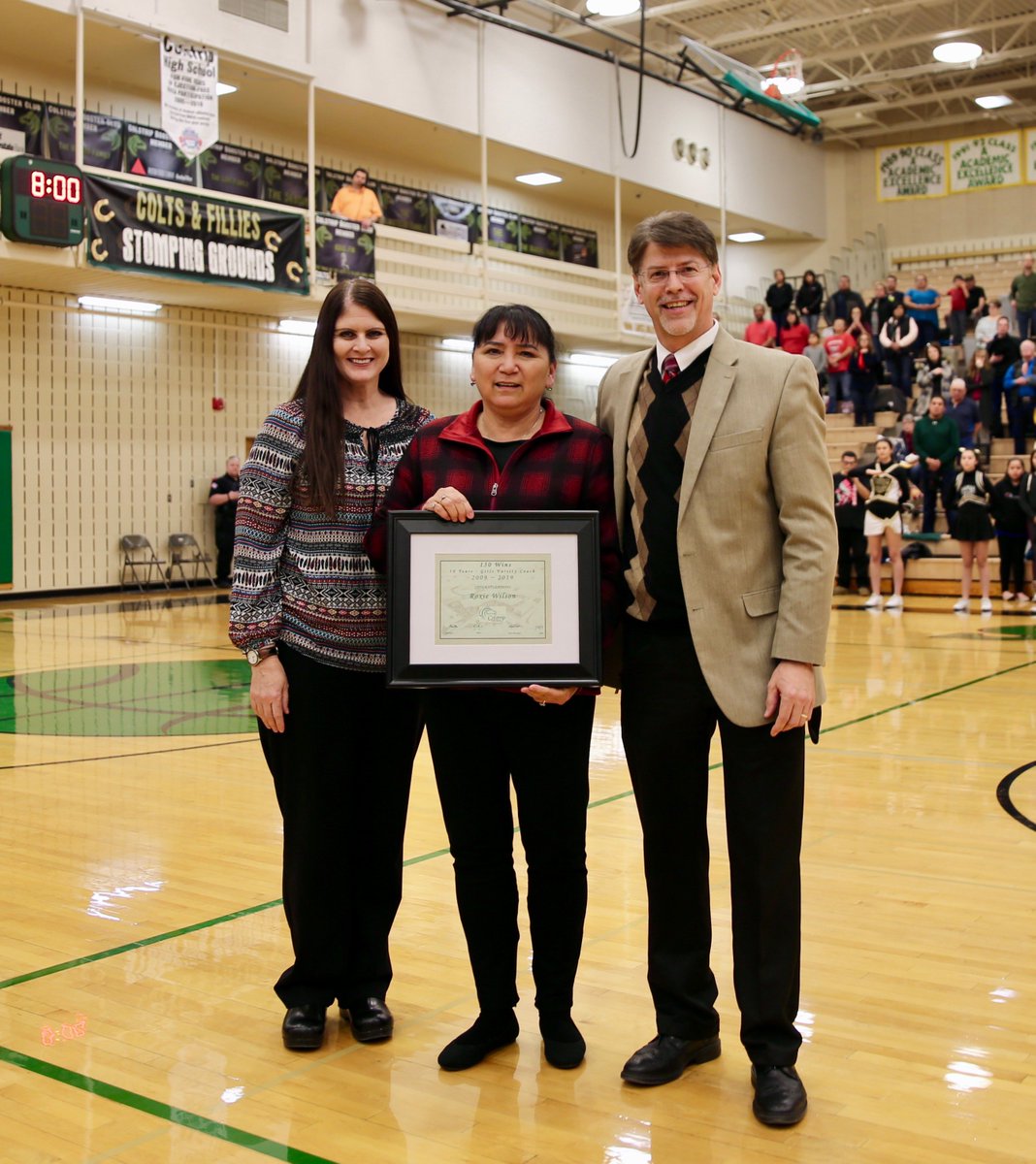 wyhusker10's tweet photo. Congratulations Coach @RoxieWi25920199. Coach Wilson reached the 150 game winning mark this season and was recognized at the Lame Deer basketball contest in Colstrip. #mtscores #colstrippride #cpsmakedust #cpsmt https://t.co/WIyXvMOosW