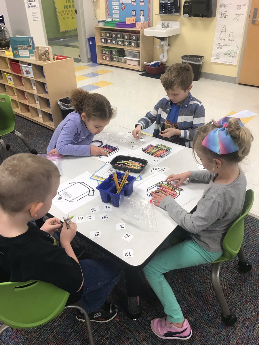 Working on teen numbers today during math in Kindergarten.