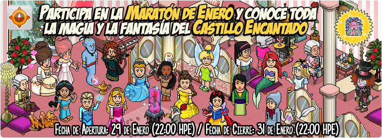 ESHabboSecurity's tweet photo. 📢¡Participa en la "Maratón" del mes de Enero y adquiere nuestra hermosa Placa Extra! Viaja al mundo de los cuentos de hadas y sumérgete en la fantasía del "Castillo Encantado"🏰🧚‍♀️🌺 ¡Últimos días para conseguirla!🦋 Te esperamos en @ESHabbo https://t.co/yW78kbYzSy