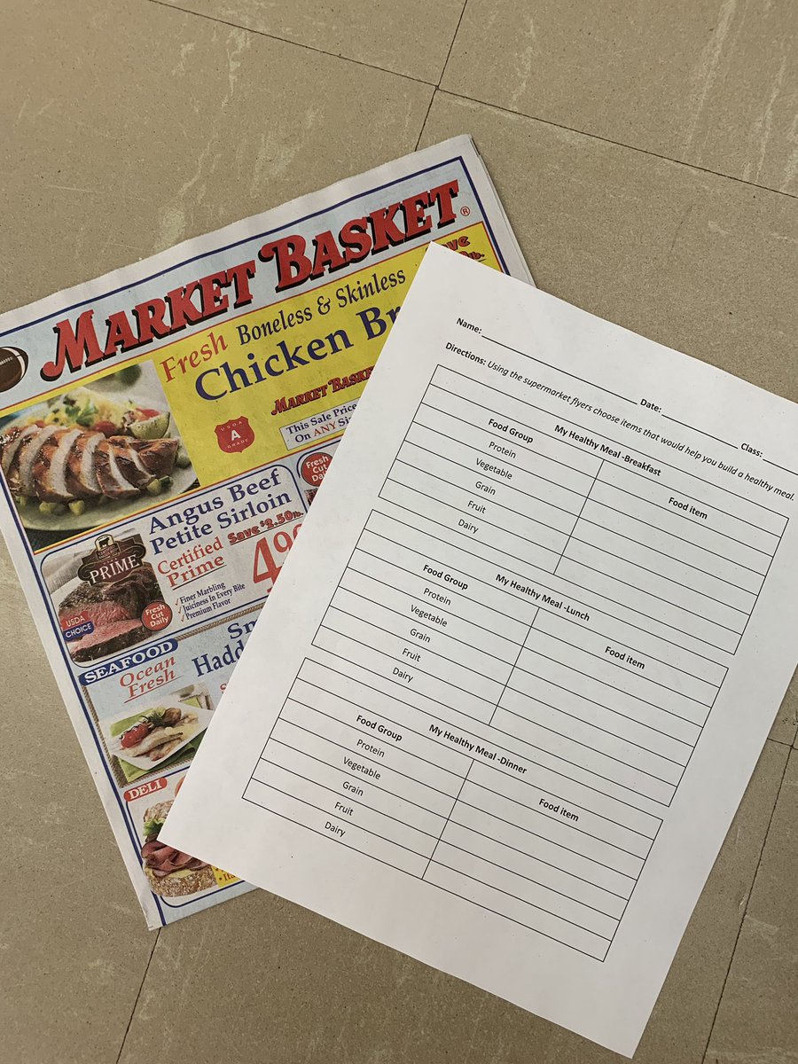 JewettHealth's tweet image. Second graders went grocery shopping for properly portioned meals. They used Market Basket flyers to help find healthy choices. #healthyeating #myplate #foodgroups #shawsheen #whyitteach #healthylifestyle #healthyhappychildren