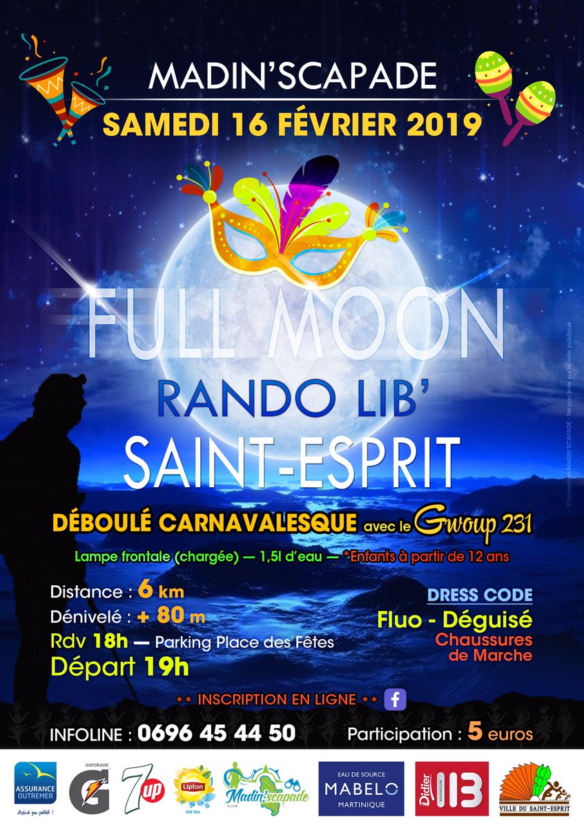 Madinscapade's tweet photo. #RandoLib – Fullmoon Saint-Esprit by #madinscapade – Samedi 16 fév. – Rdv 18h. #Fullmoon #carnaval Infoline : 0696454450 https://t.co/FgCewS9DJg https://t.co/fKfY6ZbT1B