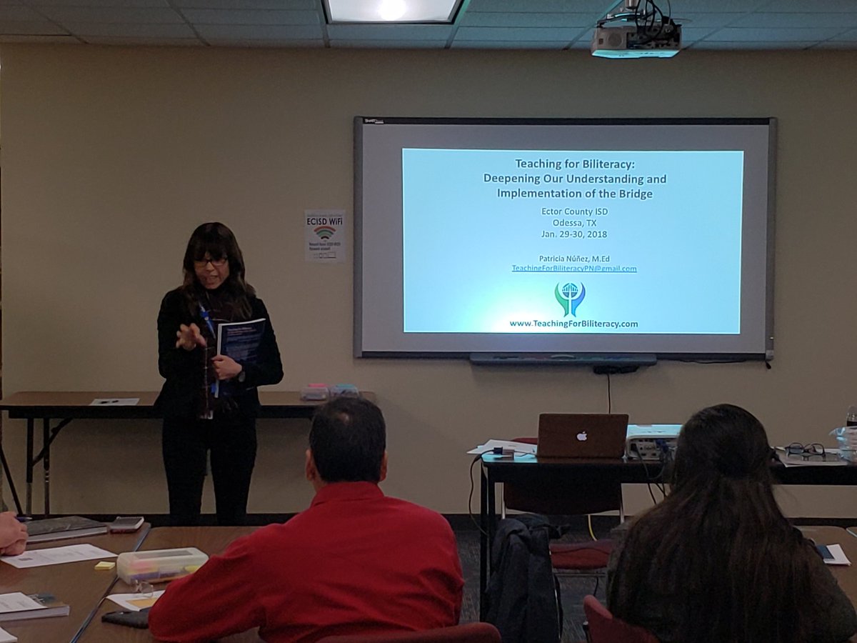 rosamislas's tweet photo. Our @ECISD_be_esl Bilingual Specialist Newbie welcoming the 2nd Grade Bilingual Teachers and introducing Patricia Nuñez.  It's not Taco Tuesday, folks.  It's @T4Biliteracy Tuesday, ya'll! https://t.co/erraeJCGvc