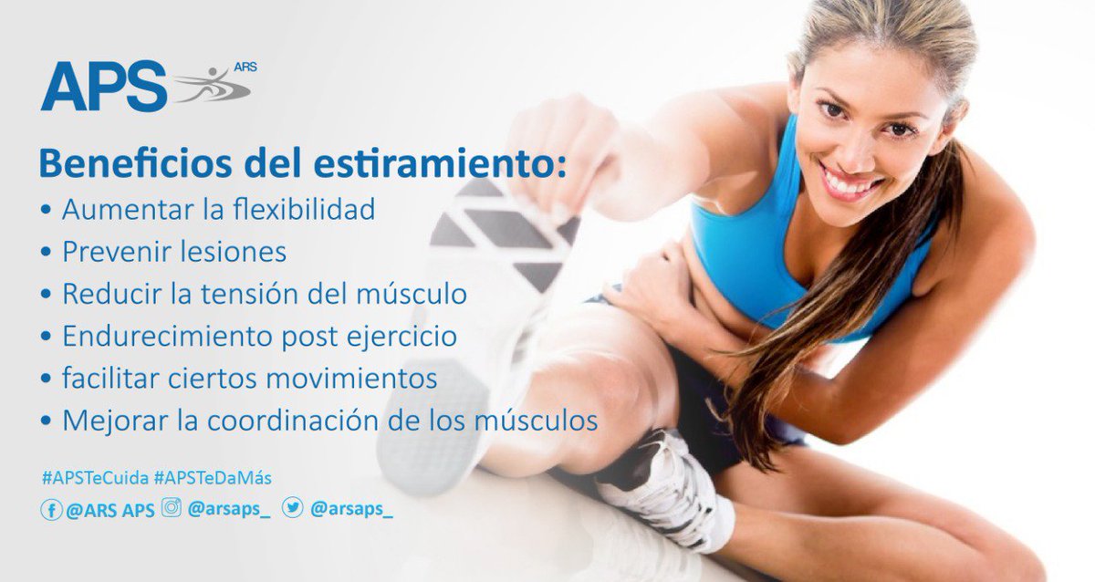 arsaps_'s tweet photo. Además de mejorar la flexibilidad, el estiramiento te ayuda a prevenir lesiones, entre otros beneficios. #APSTeCuida #APSTeDeMás https://t.co/PXVFNOwtxa