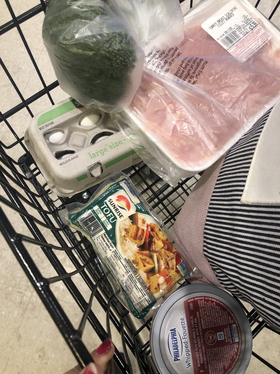 I have no food at home and pay day is far far away so I bought these items to get me through the week with the other ingredients I already have! #broccoli #tofu #turkey #eggs and Philadelphia cream cheese cause of it was on sale (I ain't paying full price)✌️#budget #torontofood