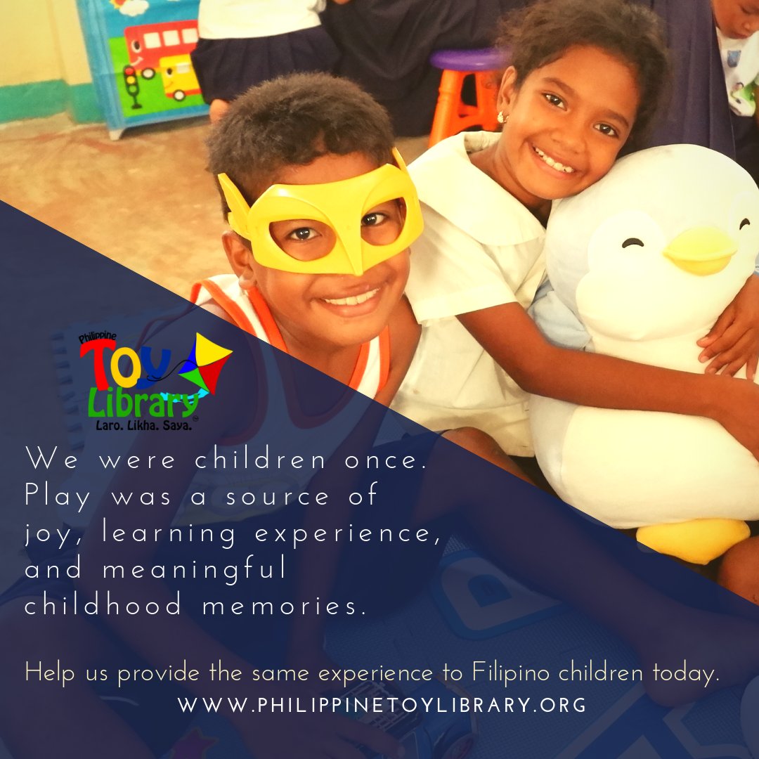 PhilToyLibrary's tweet image. We were children once. Play was a source of joy, learning experience, and meaningful childhood memories.

HELP US provide the same experience to Filipino children today.

Know more about PTL at philippinetoylibrary.org
Share our story!