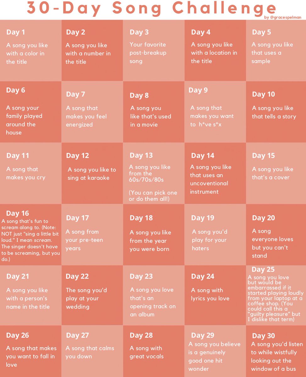 Grace Spelman On Twitter The 30 Day Song Challenge I Ve Seen