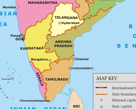 States In South India Map Karteek On Twitter: "Hey #Northindia #Hindi Belt, There Are 5 States In South  India. Ap,Telangana,Karnakata,Tamil Nadu, Kerala & We Speak 4 Major  Languages Telugu, Kannada, Malayalam, Tamil. Not Every One Eats  Dosa/Idly/Sambar