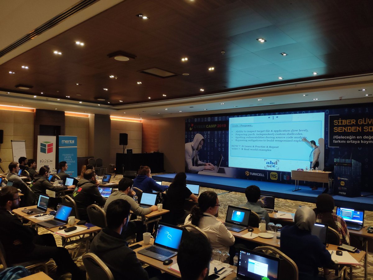 Kenan ABDULLAHOĞLU'nun anlatımıyla Tersine Mühendislik dersimiz başlamıştır.  #cybercamp2019 <a href="/kyabd/">Kenan Abdullahoğlu</a>