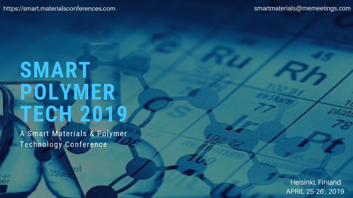 Less than 85 days for <a href="/SmartPolyTech/">Priya Desai</a> #conference at #Helsinki #Finland. Join the B2B #networking platform to avail #CPD credits, #knowledge &amp; expand network. Hurry &amp; register: bit.ly/2s1gwXS

#smart #materials #polymers #science #technology #Engineering #event #graphene