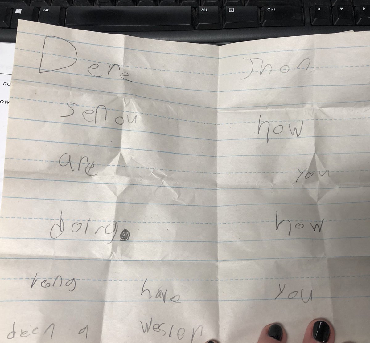 stephyd_3's tweet photo. “Dear @JohnCena, how are you doing? How long have you been a wrestler?”                                                   When one of your students doesn’t like to follow directions... you try to start the day by giving him something to do that interests him. #hewantstobejohncena https://t.co/BbPscKyhBh