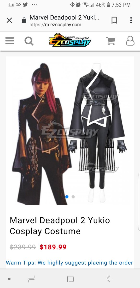 SandraSoapbox's tweet photo. I want to cosplay as Yukio from #deadpool2 but not for $200! #beingcheap #cheapcosplayers #yukio #Deadpool #cosplay #cosplaywoes https://t.co/d0GWRdqoVc