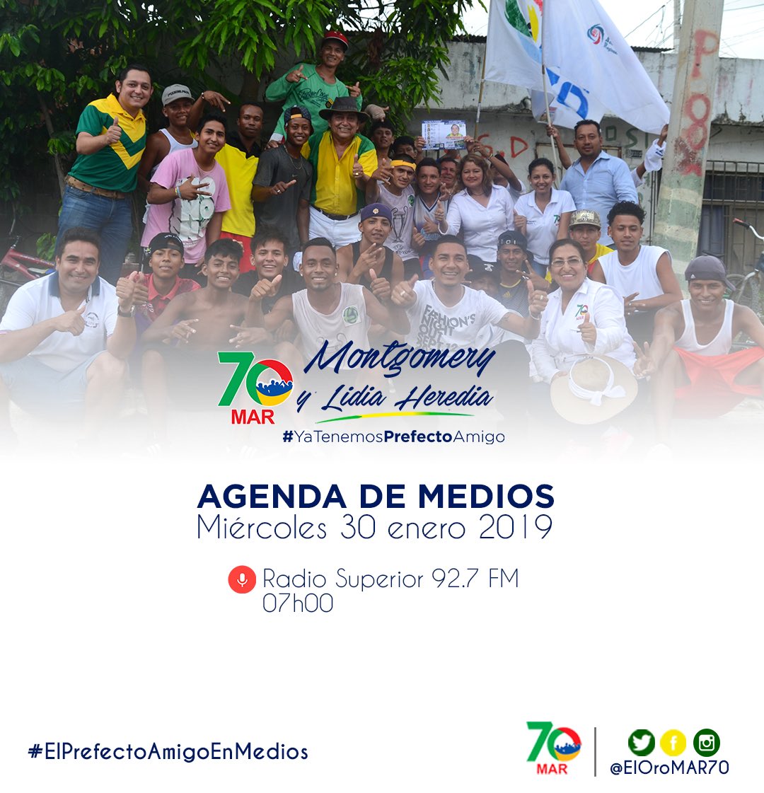 MongoSanchezR's tweet photo. #ElPrefectoAmigo | Mañana sintonicen radio @superior927fm desde las 07h00, estaremos dialogando sobre @ElOroDelFuturo que construiremos juntos.

#MontgomeryPrefecto
#LidiaHerediaViceprefecta
#YaTenemosPrefectoAmigo https://t.co/vnsySiOQZb