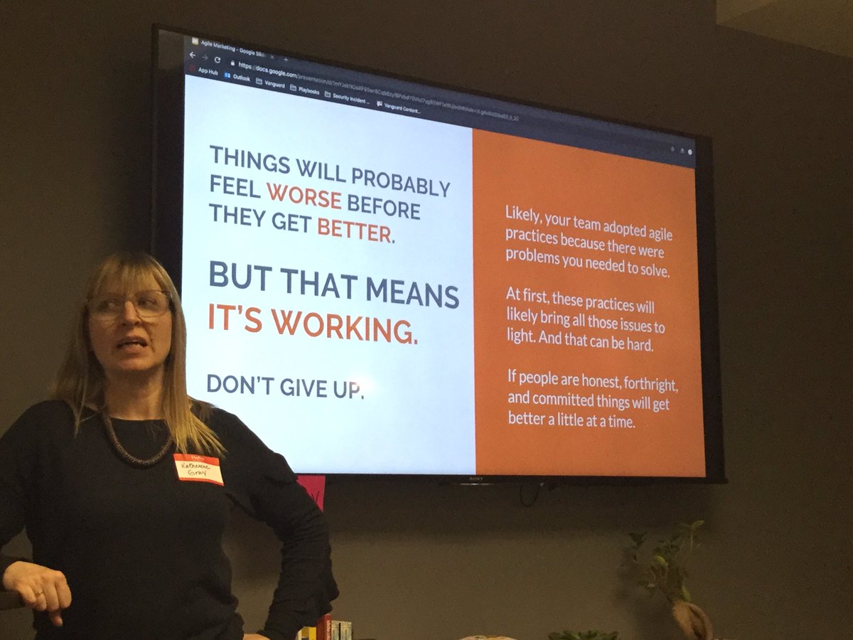CarriBugbee's tweet image. &quot;A lot of people will feel really &apos;seen&apos; in an #AgileMarketing team and many aren&apos;t used to that. It exposes things they don&apos;t want other people to see.&quot; -@thisKat #AgilePortland
