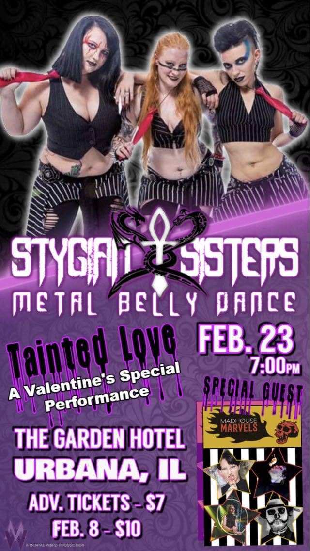 MentalWardProd1's tweet photo. Get your tickets now! https://t.co/5a49QsOnf3 #local #ChampaignILL #urbana #champaigncounty #event #alternativeentertainment #metalbellydance #ValentinesDay https://t.co/Wj4w1tFJOZ