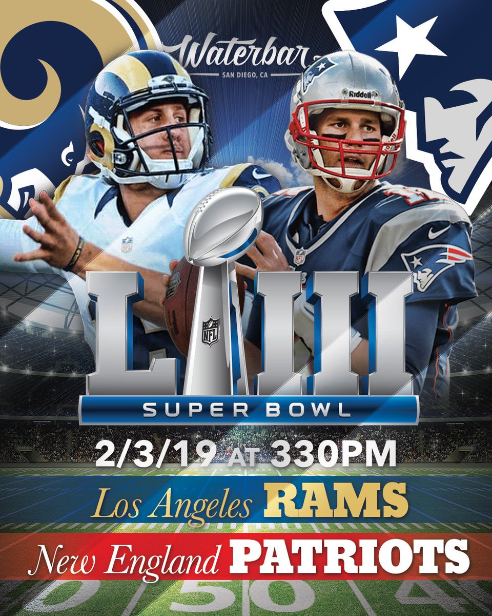 waterbar_sd's tweet photo. Who will walk away the champion of Super Bowl LIII 🏆 🏈 Find out Feb. 3 at 3:30pm with $4 Budweiser &amp; special football lobster roll &amp; pastrami sandwiches-- We'll see you there 😎 

#DevotedToTheCraft #WaterbarSD https://t.co/7mZwwPPhTY