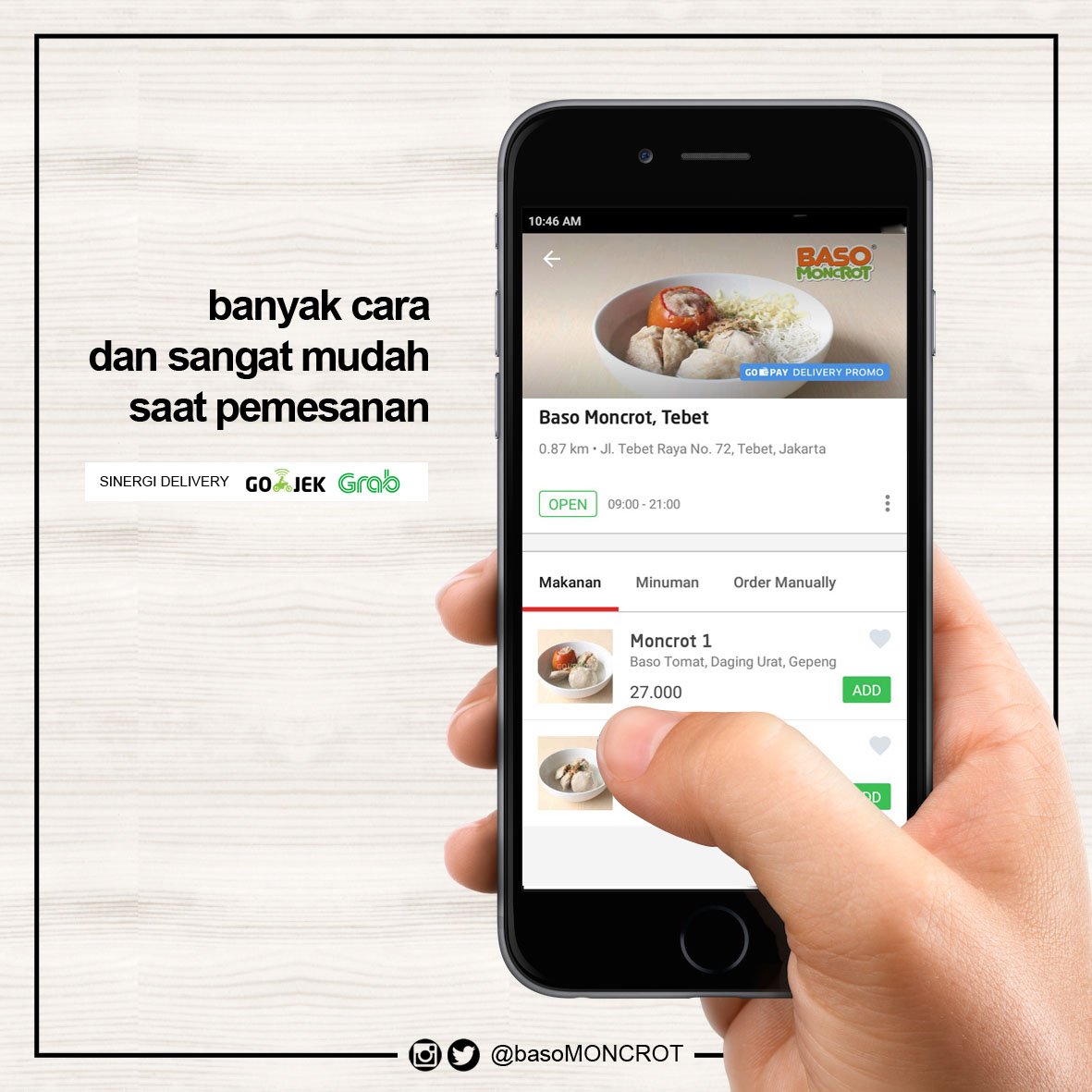 basoMONCROT's tweet photo. Lebih mudah bisa pesen lewat GOFOOD 😉 https://t.co/znDyTCv05P