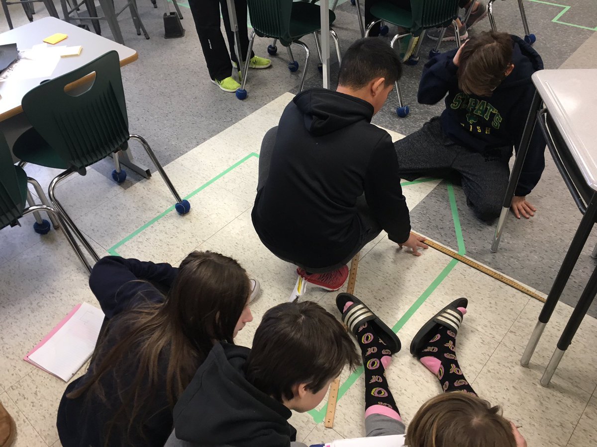 Bteachlansue's tweet photo. Students working together to find the area of complex shapes. @HolyTrinityCS #Collaboration #applyingourlearning #usingmathtools https://t.co/JfXPyuO7Np