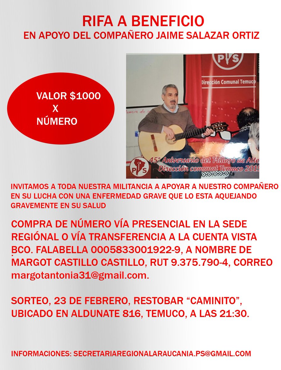 PSCTemuco's tweet photo. Estimadxs compañerxs invitamos a solodarizar con esta acatividad https://t.co/RKrLTLQsOy