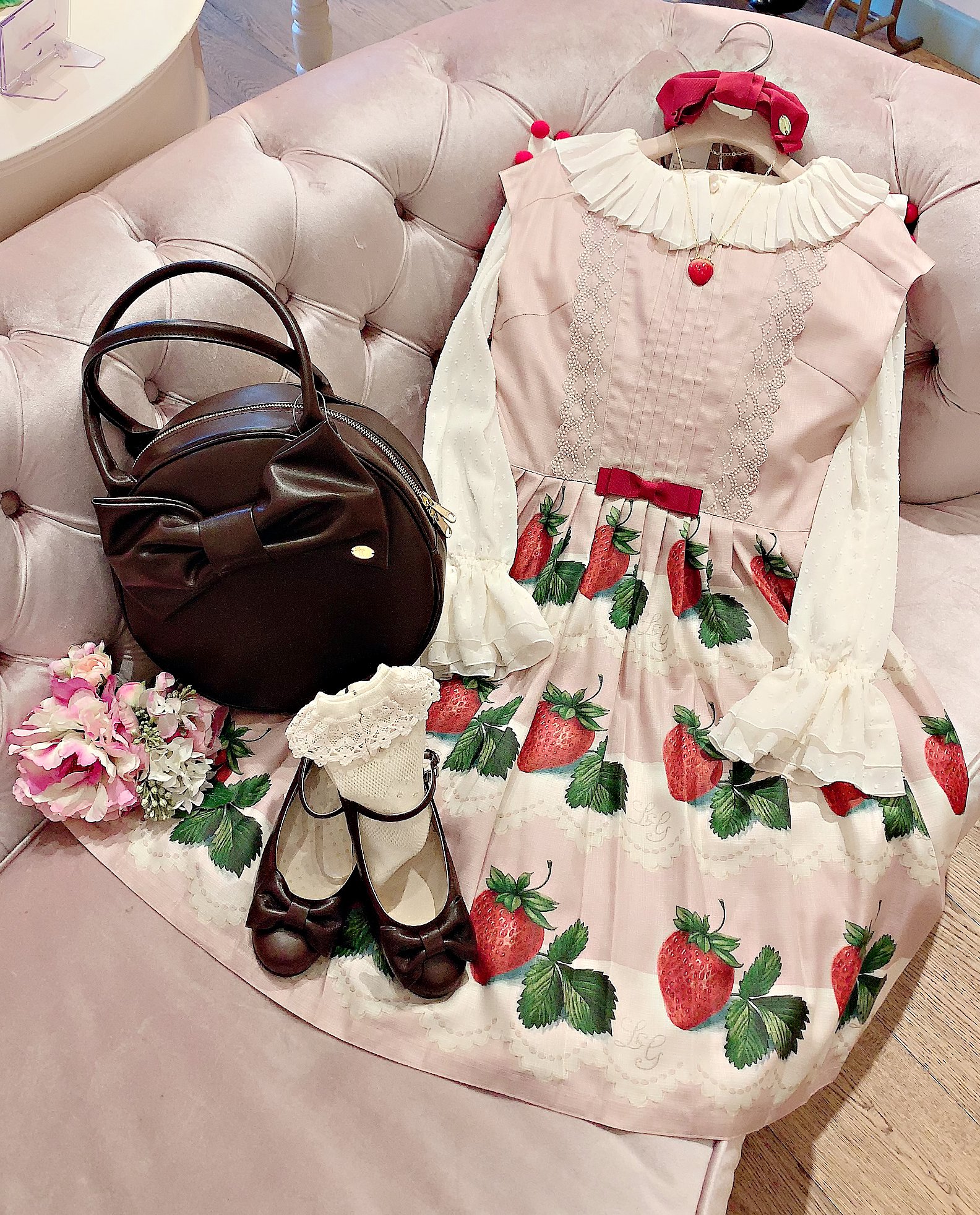 ルルゲッタ strawberry partyノースリーブワンピース