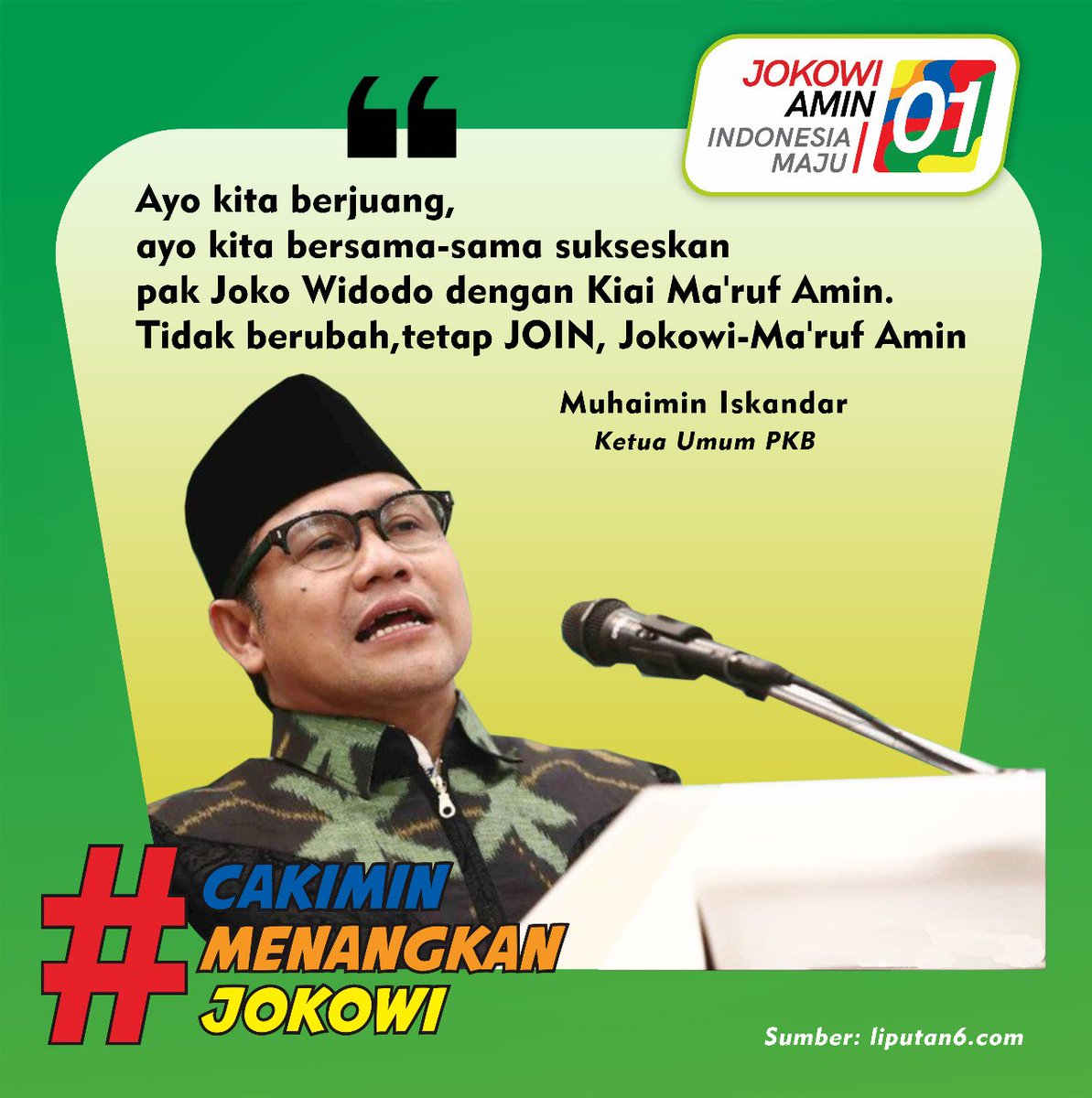 Abisundavanjava's tweet photo. "Ayo kita berjuang, ayo kita, ayo kita bersama-sama sukseskan pak Joko Widodo dengan Kiai Ma'ruf Amin. Tidak berubah, tetap JOIN, Jokowi-Ma'ruf Amin," Cak Imin

#CakIminMenangkanJokowi https://t.co/IVGCEf6Ei2