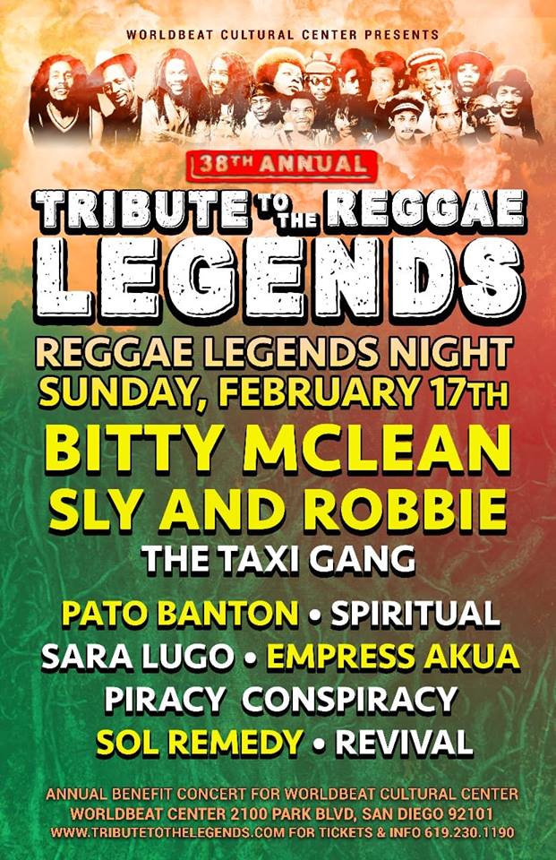 SpiritualReggae's tweet photo. Join I and I @SpiritualReggae for the 38th Tribute to the Reggae Legends on Day 2 February 17th in San Diego at the @worldbeatcenter with 'nuff artists! Reggae month blessings! #reggae #legends #roots #Jamaica #sandiego https://t.co/ZPu9xaYyji