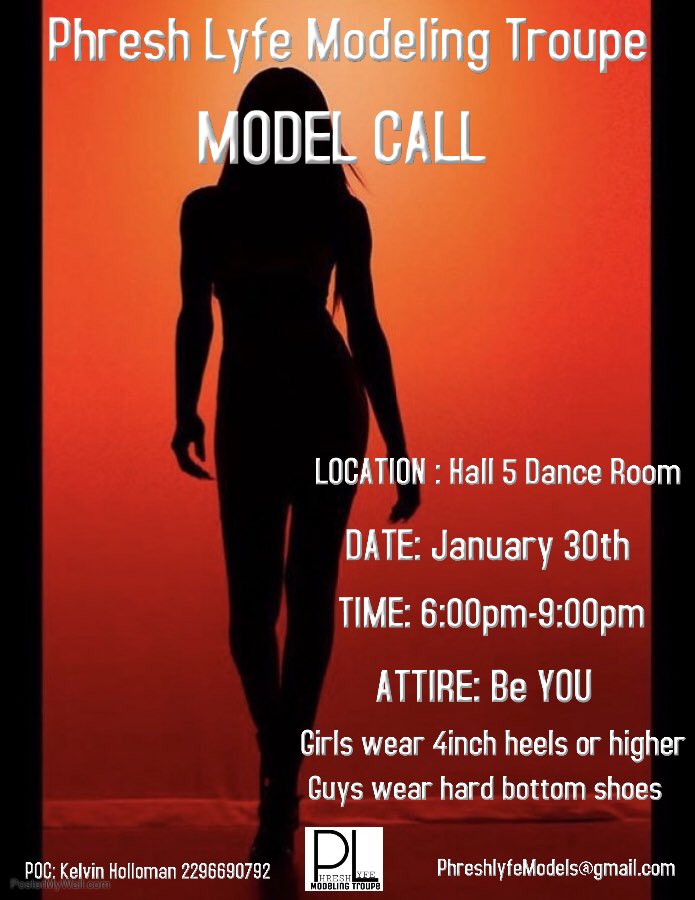 ethioash_'s tweet photo. MODEL CALL ๐จ๐จ๐จ INTERESTED in being apart of Phreshlyfe Modeling Troupe Spring Showcase โ๐ Come out Wednesday & show us your talents! ๐ everyone is welcome! dress to impress @PLModeling #PhreshLyfe ๐ค๐ฝ https://t.co/iNnJNYaXHP