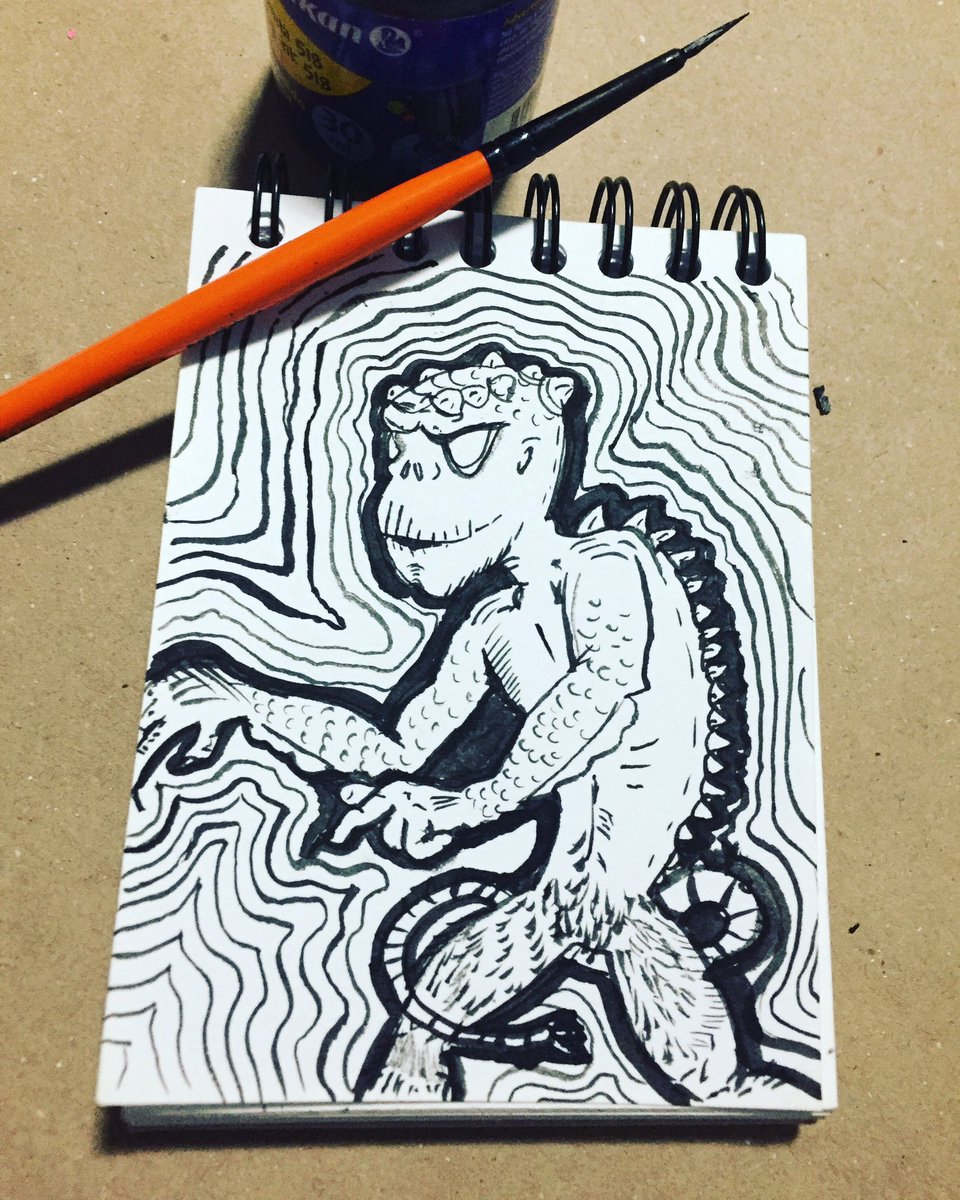 Omar__Rojas's tweet photo. REPTILIAN APE ... More mini-Sketches for #creatuanary2019 .... #Doodle #Scribble #Watercolor #Ink #ChineseInk #Drawing #Draw #Dibujo #TintaChina #Garabato #Ilustracion #Illustration #Illustagram #Art #Inktober2018 #nibvember2018 #Drawcember2018 https://t.co/K9pNN5KBmV