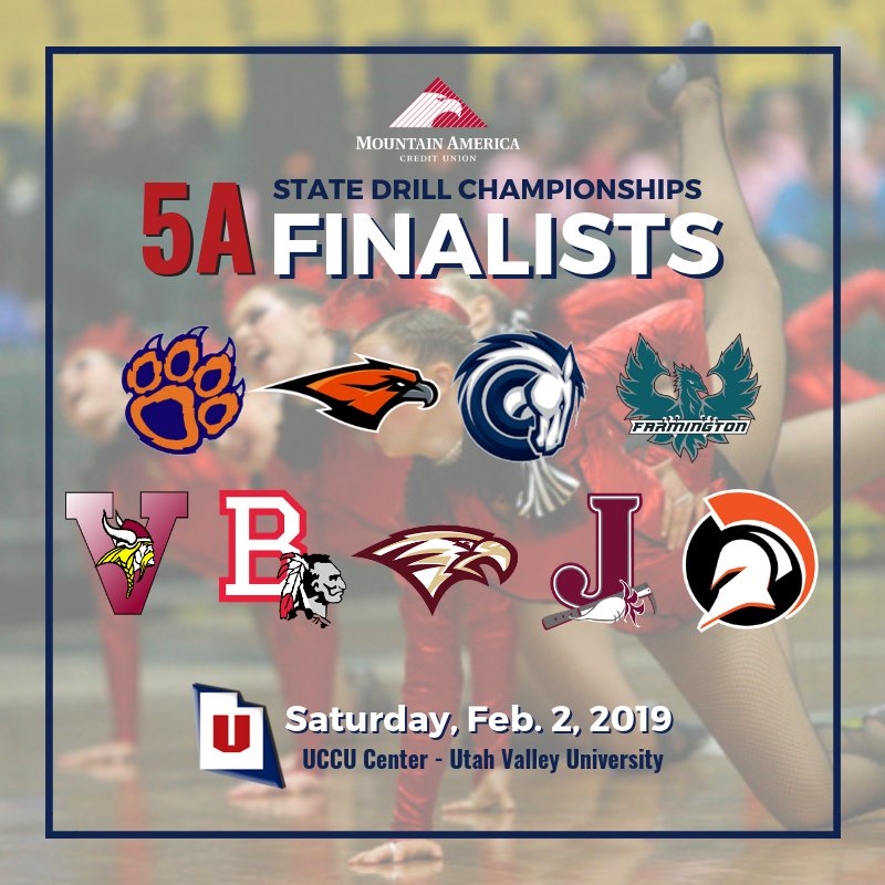 UHSAAinfo's tweet image. Finalists are set for the @MountainAmerica 5A drill team championships. Congratulations to @BountifulHigh, @SpartansMurray, @JordanHS, @ViewmontHS, @skyridgefalcons, @bengalsbhs, @CCHSSportsLIVE, @farmingtonphnx and @MapleMtnSports. #MyReasonWhy