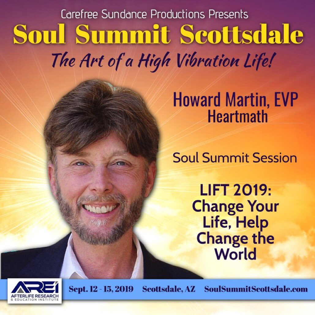 SundanceSuccess's tweet image. 💜 Included in your SoulSummit Scottsdale 2019 Pass!
💜 Lift 2019: Change your Life, Help Change the World
 Featuring Howard Martin, EVP, HeartMath
💜 Save your spot now!

#HeartMath #Resiliency #IntuitiveIntelligence #HeartCoherence #SoulSummitScottsdale #TransformAnxiety #Grief