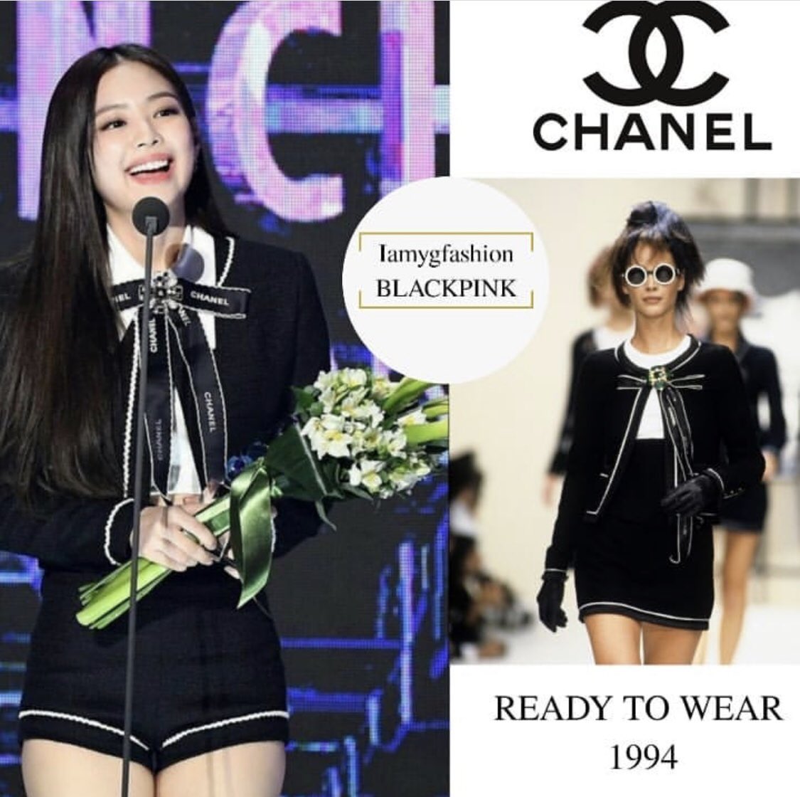 JENNIEKIMJENNIE on X: Omo!!! So not only the ribbon brooch and earrings  were Chanel, the whole outfit was actually Chanel as well!!! And  surprisingly the outfit was vintage 1994!!! 😮😮😮 The stylist