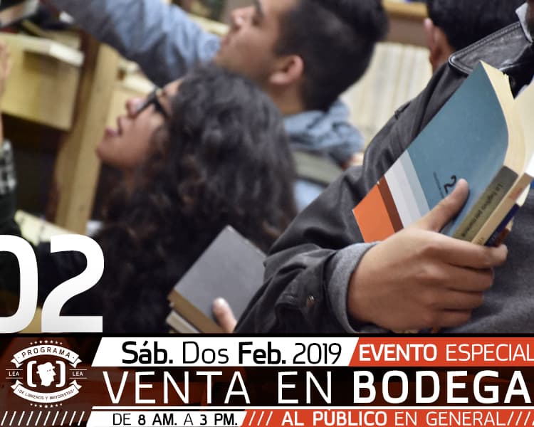 Sábado 2 de Febrero, Venta de Bodega. 
¿En donde? Andes 35, Col. Los Alpes de 8am a 3pm. 
Libros de todo tipo desde $10.

¡No faltes!