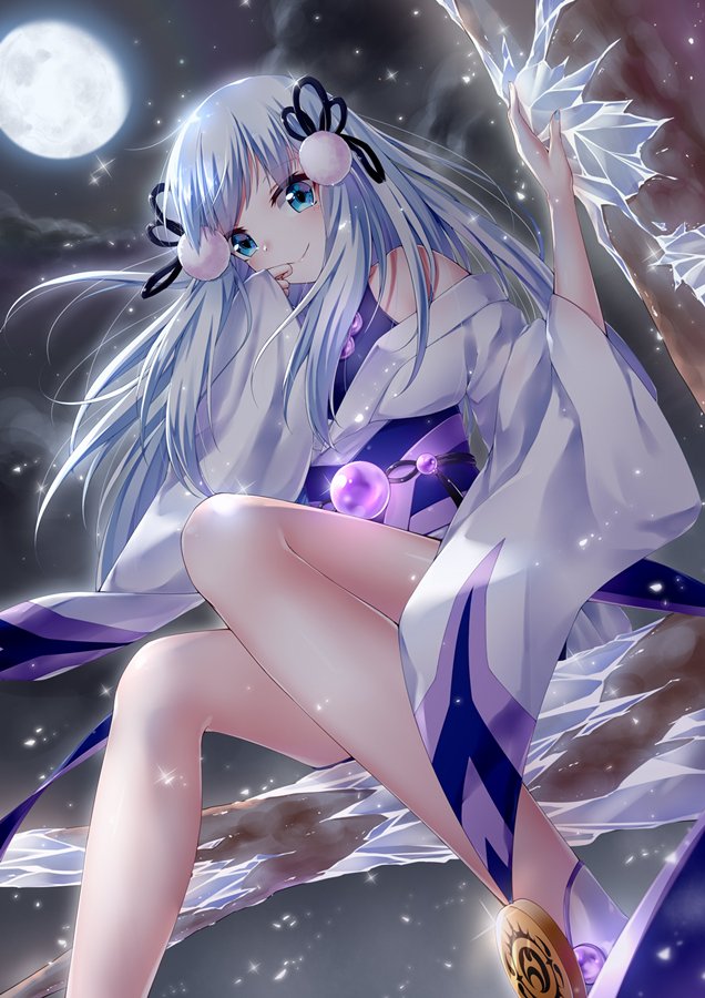 新規のお祝いで氷の魔妖-雪女ちゃんを描きました 