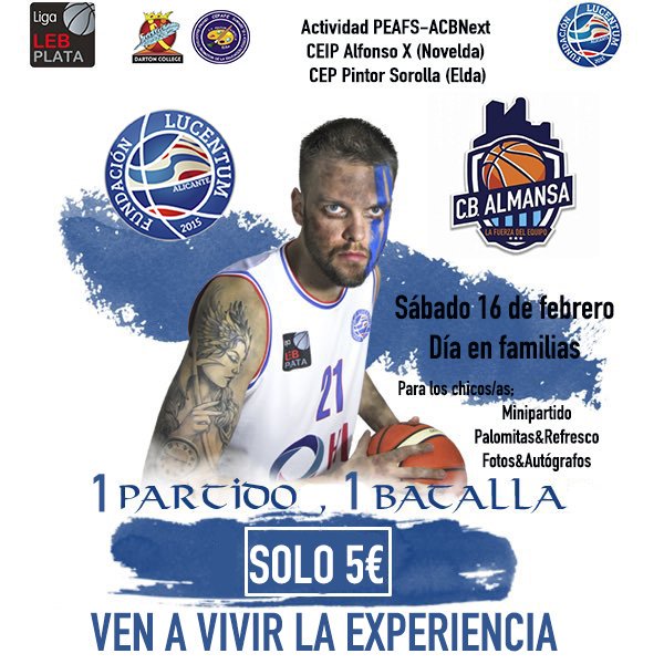 PintorSorolla's tweet photo. VEN CON NOSTROS/AS A ANIMAR AL LUCENTUM!!!!: @FundLucentum #Alicante #Convivencia #FomentoDeporte @FTA_CV @LebPlata @CEIPAlfonsoX #Acbnext @AlmansaOficial https://t.co/Bv88LsVuOP https://t.co/P0CGwV1yTJ