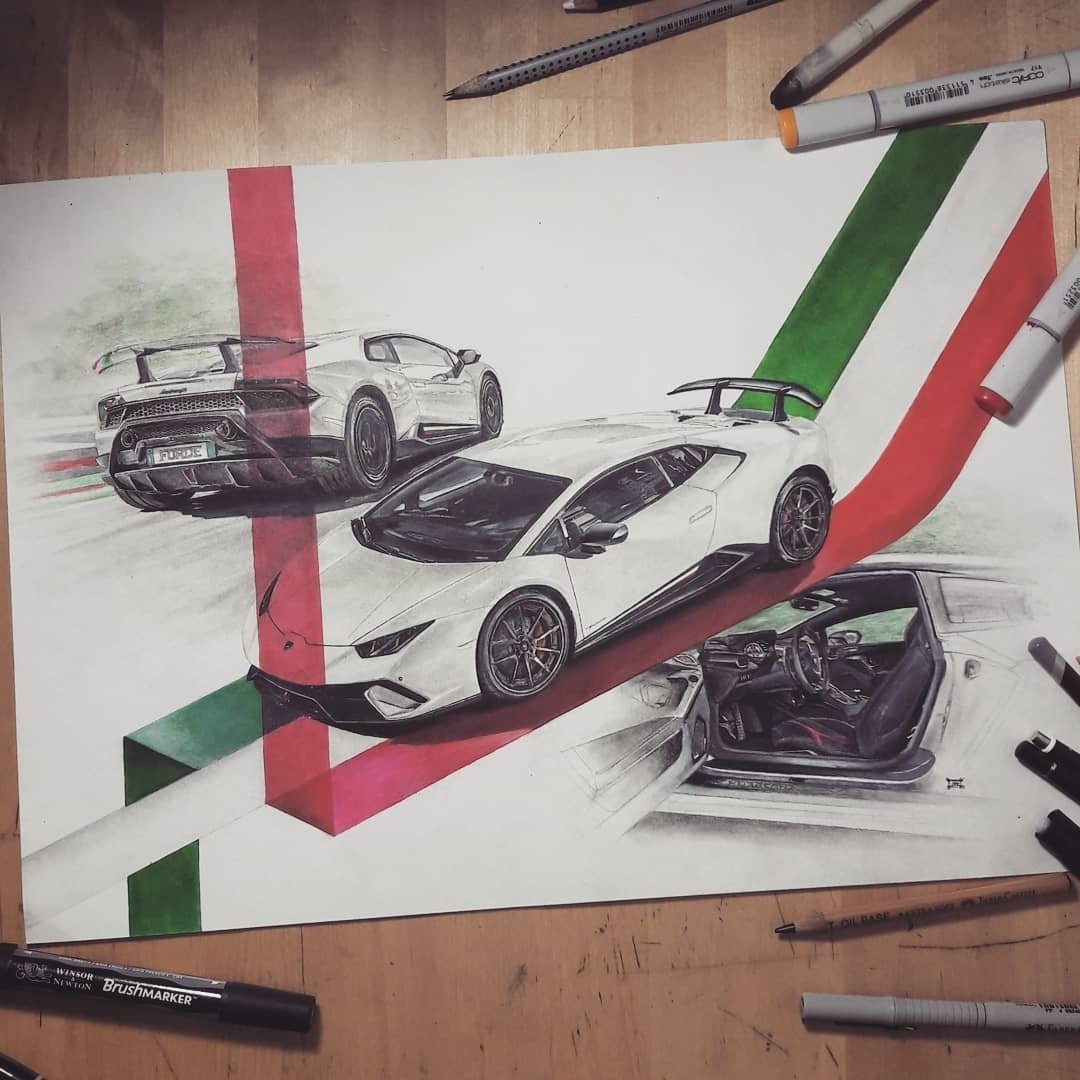 Скетчинг автомобилей Lamborghini