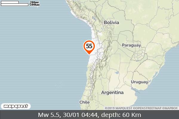 eqgr's tweet photo. (REVISION) 5⃣5⃣ 🆑 Earthquake Mw 5.5, 30/01 04:44, depth: 60 Km, NEAR COAST OF NORTHERN CHILE #earthquake #terremoto #temblor #gfz - https://t.co/d0GW5NxDV8 https://t.co/y9cNxsrrHS