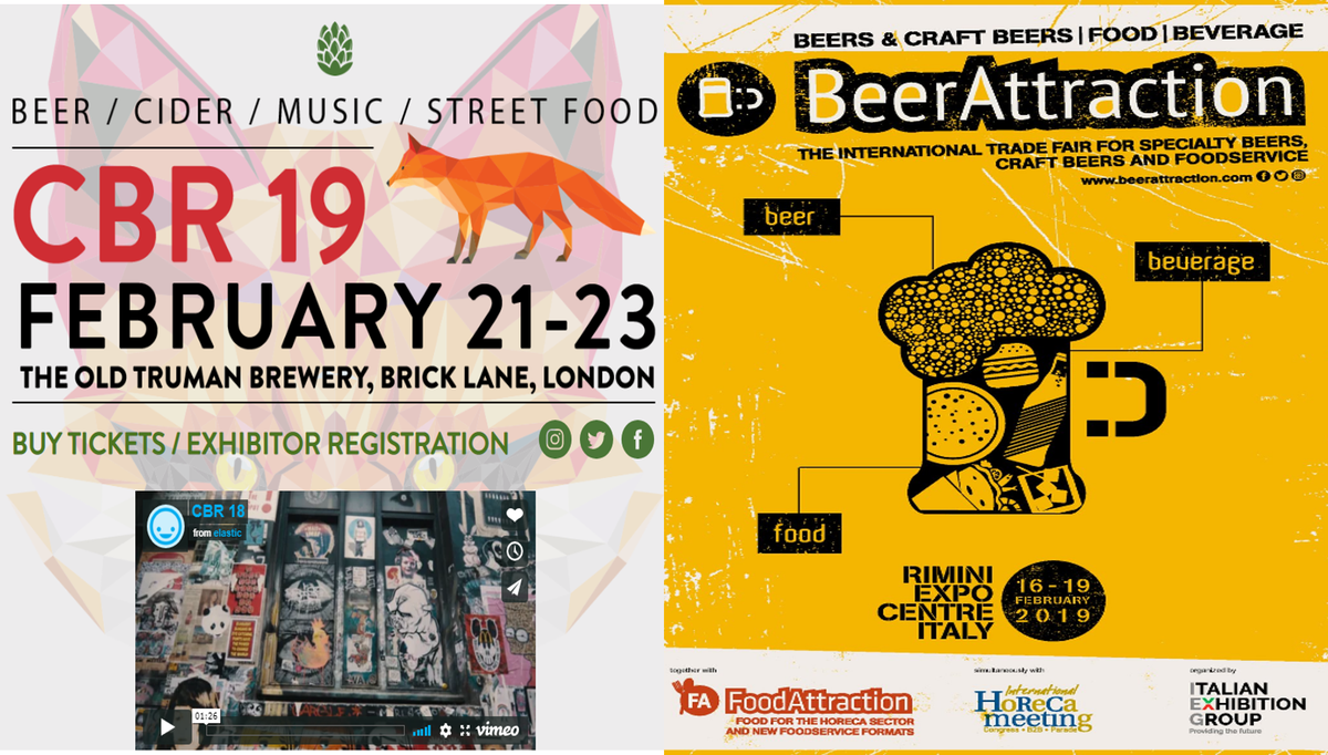 #CBMevents: @beerAttraction (Feb 16-19) and @craftbeerriseuk (Feb 21-23) are the first 2019 major events for EU #craftbrewers. bit.ly/2sTBVCN bit.ly/2xrYNv8  @ForumBoe @Microbrewers_EU @UKBrewersFans @BrasseursFrance @unionbirrai @germanbrewers @AssoBirra #beer