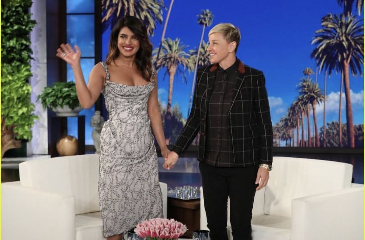 filmfare's tweet photo. .@priyankachopra makes an appearance on @TheEllenShow to promote her next Hollywood film #IsntItRomantic. https://t.co/2KWf7pELyW