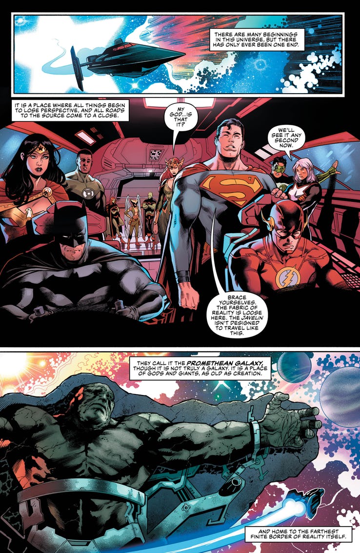 The Justice League Annual is now on sale! This is the biggest comic I've ever worked on, it was a blast to be a part of such an amazing team of creators. 
Story @Ssnyder1835 &amp; @JamesTheFourth
Pencils @Sampere_art
Inks by me
Colors @fxstudiocolor 

I hope you all enjoy it! 