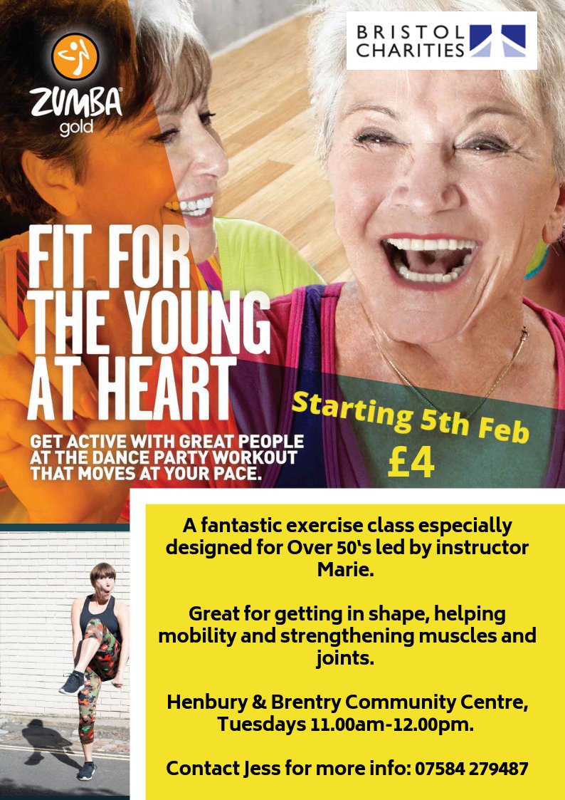 NEW #ZUMBA GOLD starting in #Henbury! Exercise class especially designed for Over 50‘s. Great for getting in shape, helping mobility and strengthening muscles and joints. Introductory offer for Tuesday 5th Feb - only £2! @LinkAgeNetwork <a href="/WellAware_TCF/">Well Aware_TCF</a> <a href="/TheMeadBS10/">The Mead BS10</a> <a href="/HenburyBrentry/">H&B Community Plan</a>