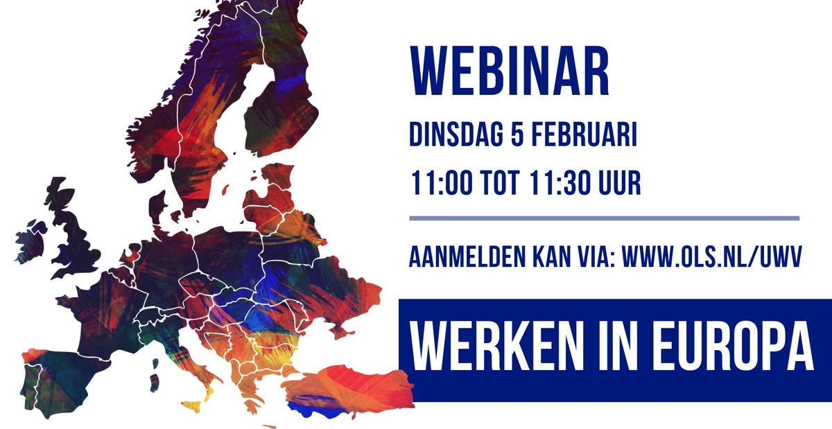 Interesse in een baan in het #buitenland? Volg dinsdag 5 februari a.s. het #Webinar ‘Werken in Europa’ Info: bit.ly/2FXDyVG #EURES #UWV