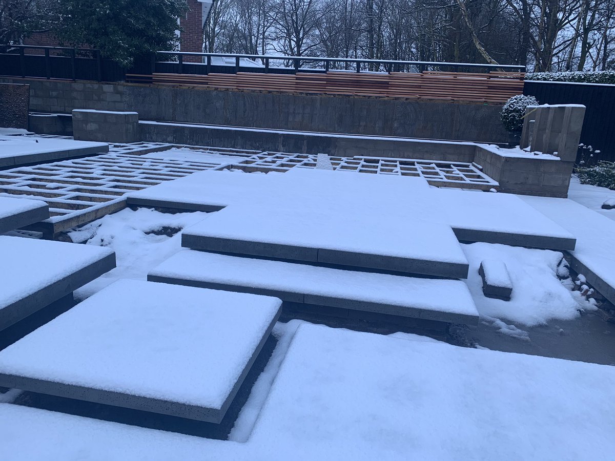 ‘Snow stopping us😉 #landscaping #snow #luxurygarden #nothingbutthebest