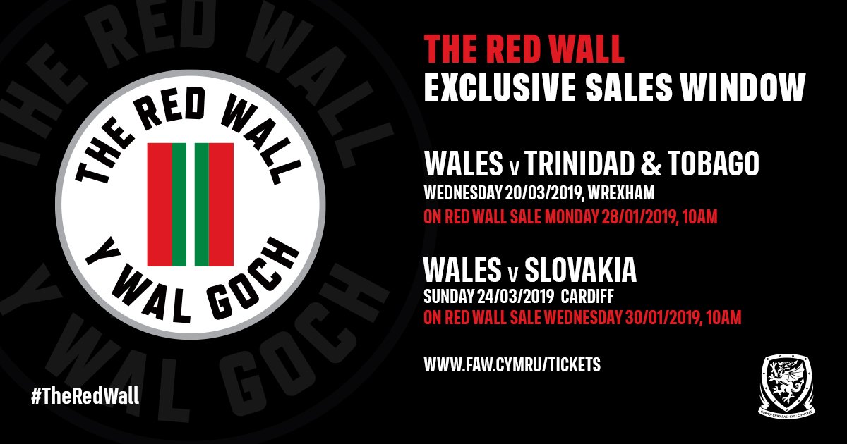 FAWales's tweet photo. 🚨 Reminder 🚨

Tickets for Wales v Slovakia go on sale this morning at 10am exclusively to The Red Wall members 🏴󠁧󠁢󠁷󠁬󠁳󠁿

Get yours at https://t.co/jOZfrcAfUZ or call 08442481876.

If you haven't already, there is still time to join #TheRedWall, just click the link above 👆 https://t.co/wCKS2YtQhl