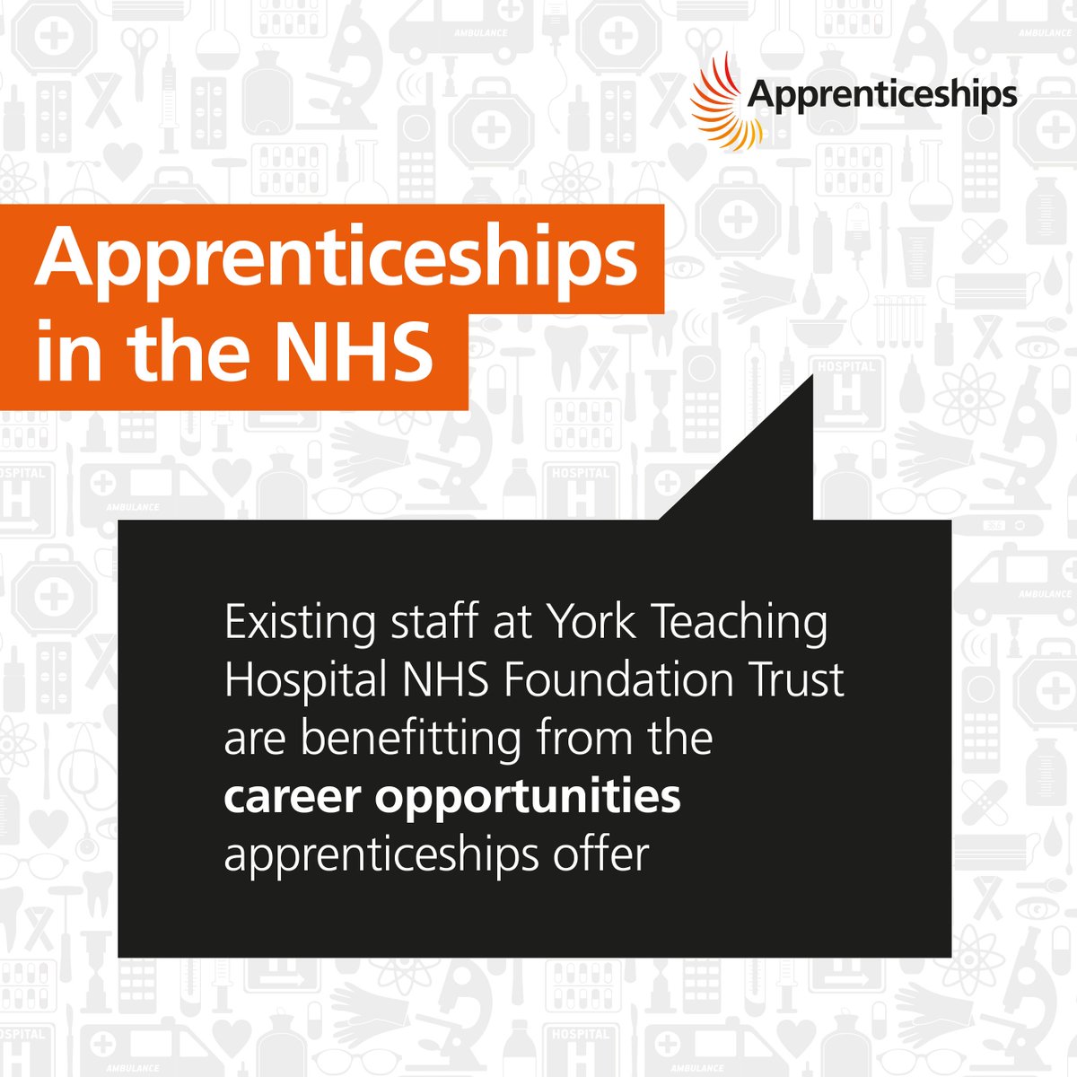 Apprenticeships's tweet photo. .@YorkTeachingNHS provides specialist healthcare from 8,500 members of staff; with #apprenticeship numbers growing , for new starters &amp; existing staff - offering opportunity to #upskill whilst growing a sustainable workforce for the future. https://t.co/uT7G0pwWM7 #publicsector https://t.co/0RV4Nc8AGe