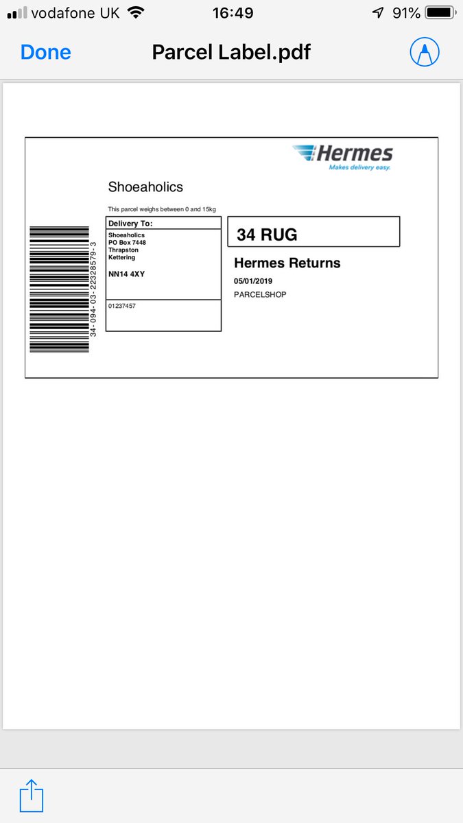 hermes returns label print at home