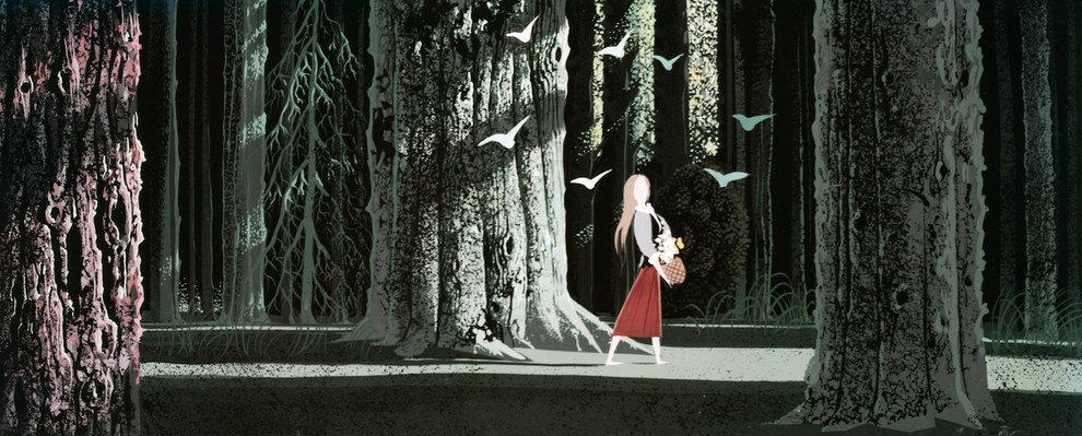 Concept art from Sleeping Beauty  by Eyvind Earle (1959, Disney) 