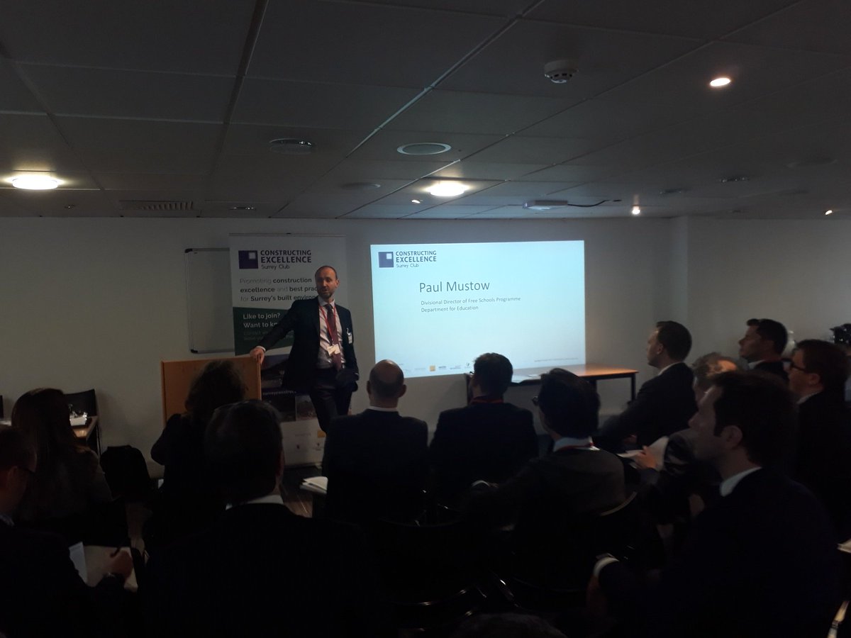 Hearing from Paul Mustow from <a href="/educationgovuk/">Department for Education</a> about his views on what clients need to deliver the Free Schools Programme at <a href="/CESurrey/">Constructing Excellence Surrey Club</a> breakfast event